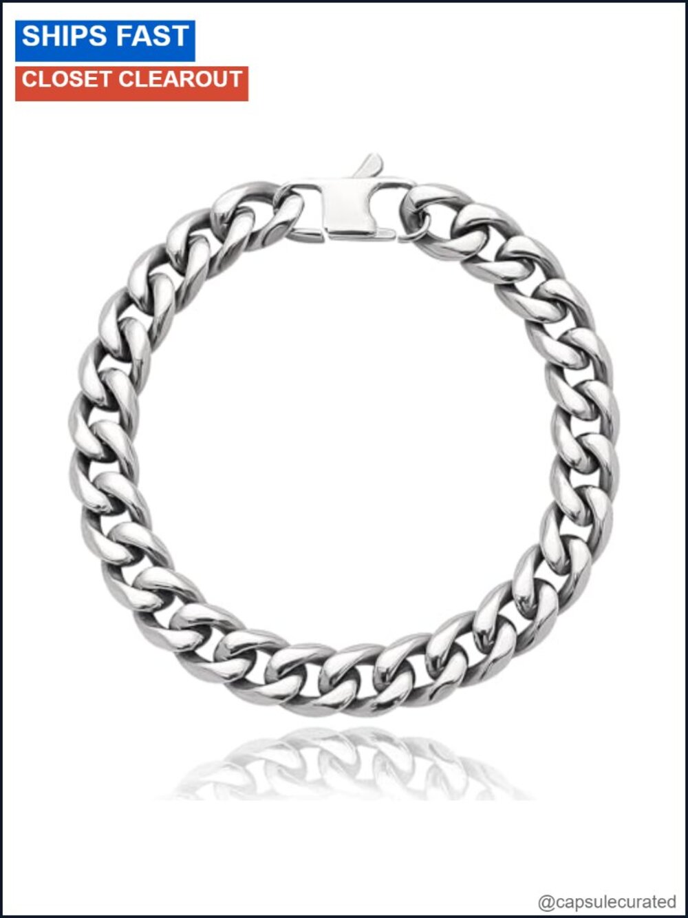 10.5mm Pure Titanium Cuban Link Chain Bracelet Men 8.46" Diamond Cut